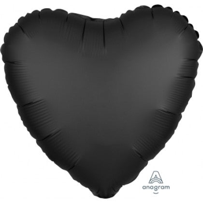 Satin Black Heart Shape Foil Balloon