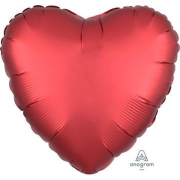 Satin Red Hear-Shaped Foil Balloon