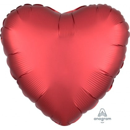 Satin Red Hear-Shaped Foil Balloon