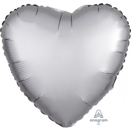 Satin Silver Heart Shape Foil Balloon