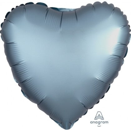 Satin Steel Blue Heart Shape Foil Balloon