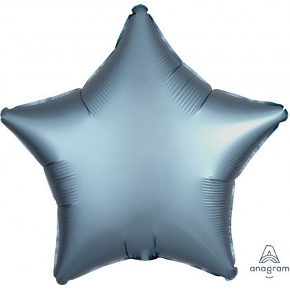 Satin Steel Blue Star Shape Foil Balloon